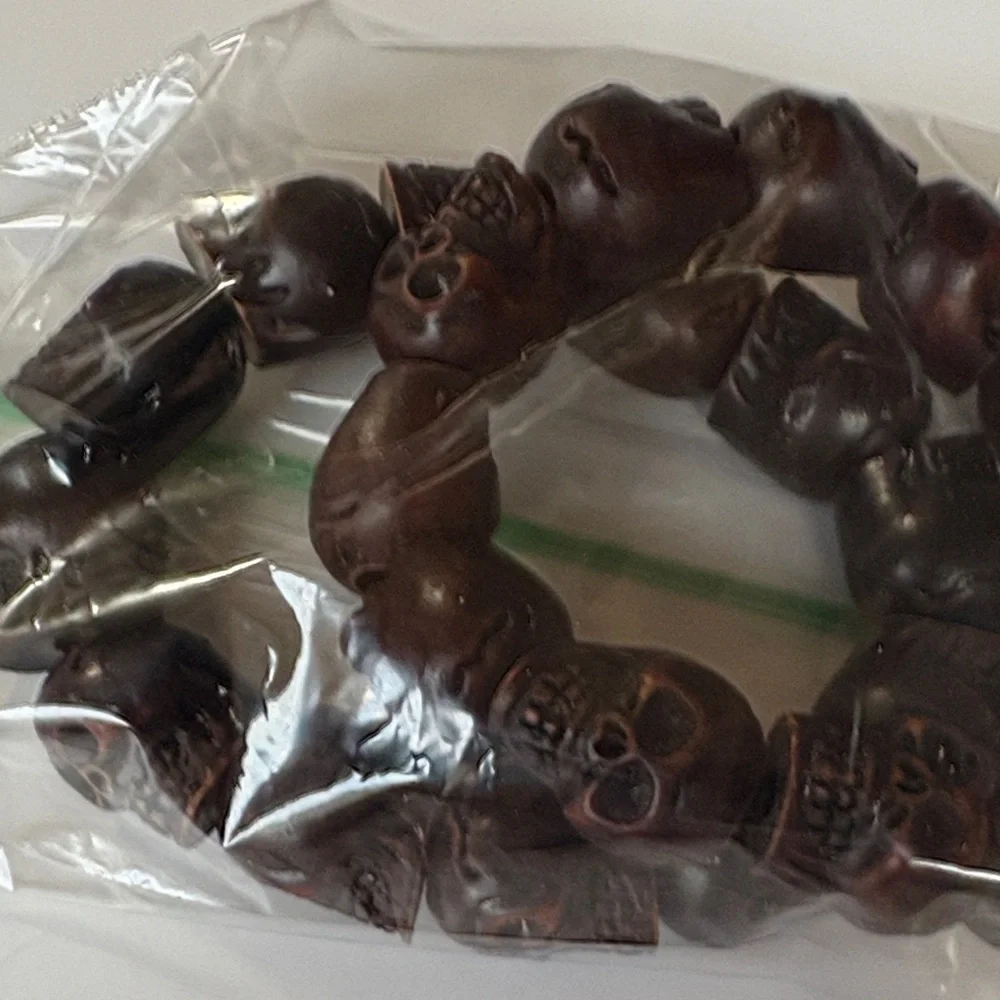 Skull Bracelet Set Two Brown Black chunky New - Picture 5 of 5